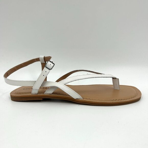 NIB LUCKY BRAND Bylee White Leather Strappy Summer Sandals Size 11 - Picture 1 of 9